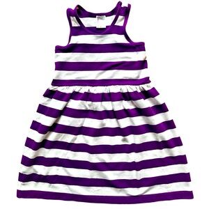 HANNA ANDERSSON Purple White Striped Tank Dress Girls 8 Racerback‎
